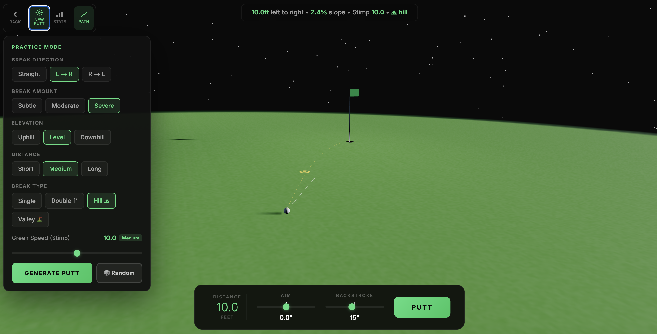 GolfSim app screenshot